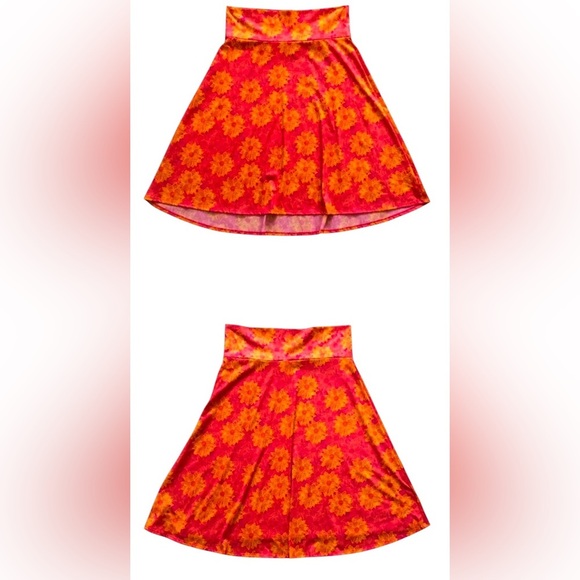 LuLaroe Azure A Line Knee Length 2XL Plus Size Skirt Vibrant Orange Floral EUC. - Picture 1 of 6